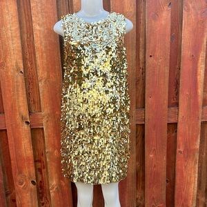 French Connection Women’s Gold Sequin Sleeveless Dress Size 8